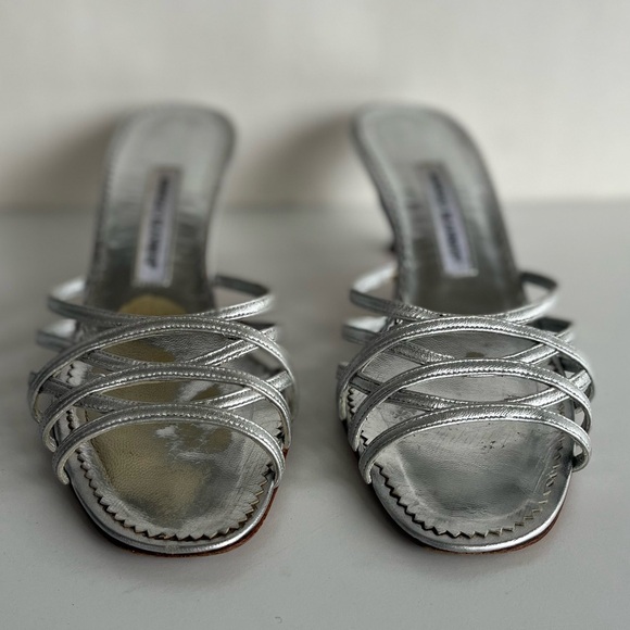 Manolo Blahnik Silver Kitten Heels - Picture 2 of 5